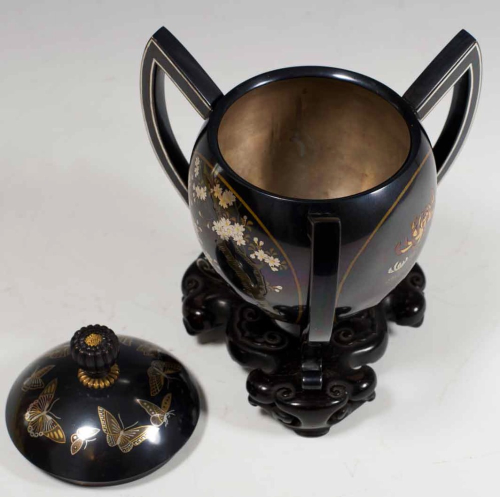 UNUSUAL JAPANESE SHAKUDO & INLAID MIXED METAL KORO BY NOGAWA View VI