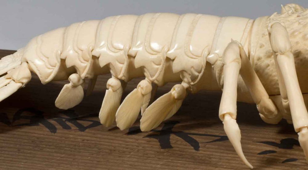 OUTSTANDING JAPANESE FULLY ARTICULATED IVORY LOBSTER OKIMONO-SAKURAI SOSAI View VIII