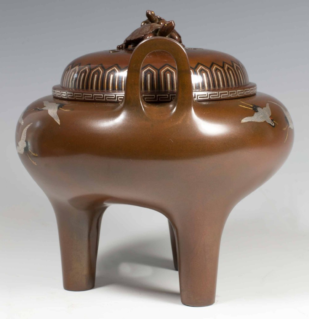 LARGE JAPANESE INLAID BRONZE KORO BY THE KURODA COMPANY View III