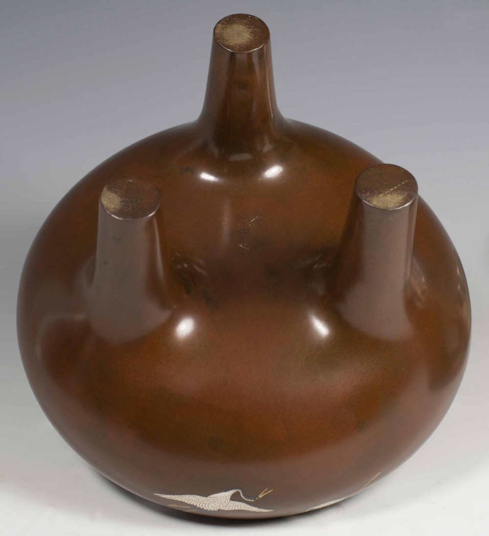 LARGE JAPANESE INLAID BRONZE KORO BY THE KURODA COMPANY View IX