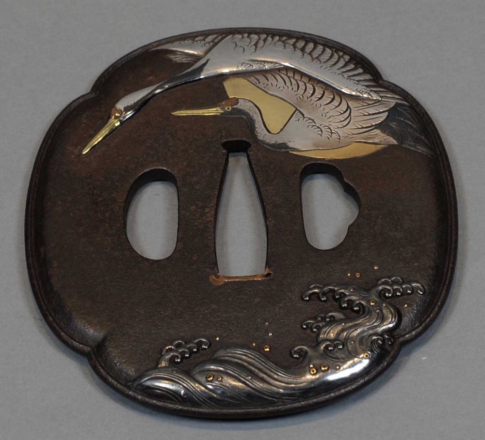 SUPERB COLLECTION OF 5 JAPANESE MIXED METAL TSUBA - ONE BY UNNO SHOMIN View VII