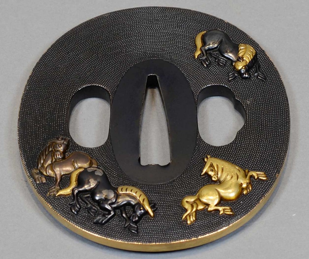 SUPERB COLLECTION OF 5 JAPANESE MIXED METAL TSUBA - ONE BY UNNO SHOMIN View XIII