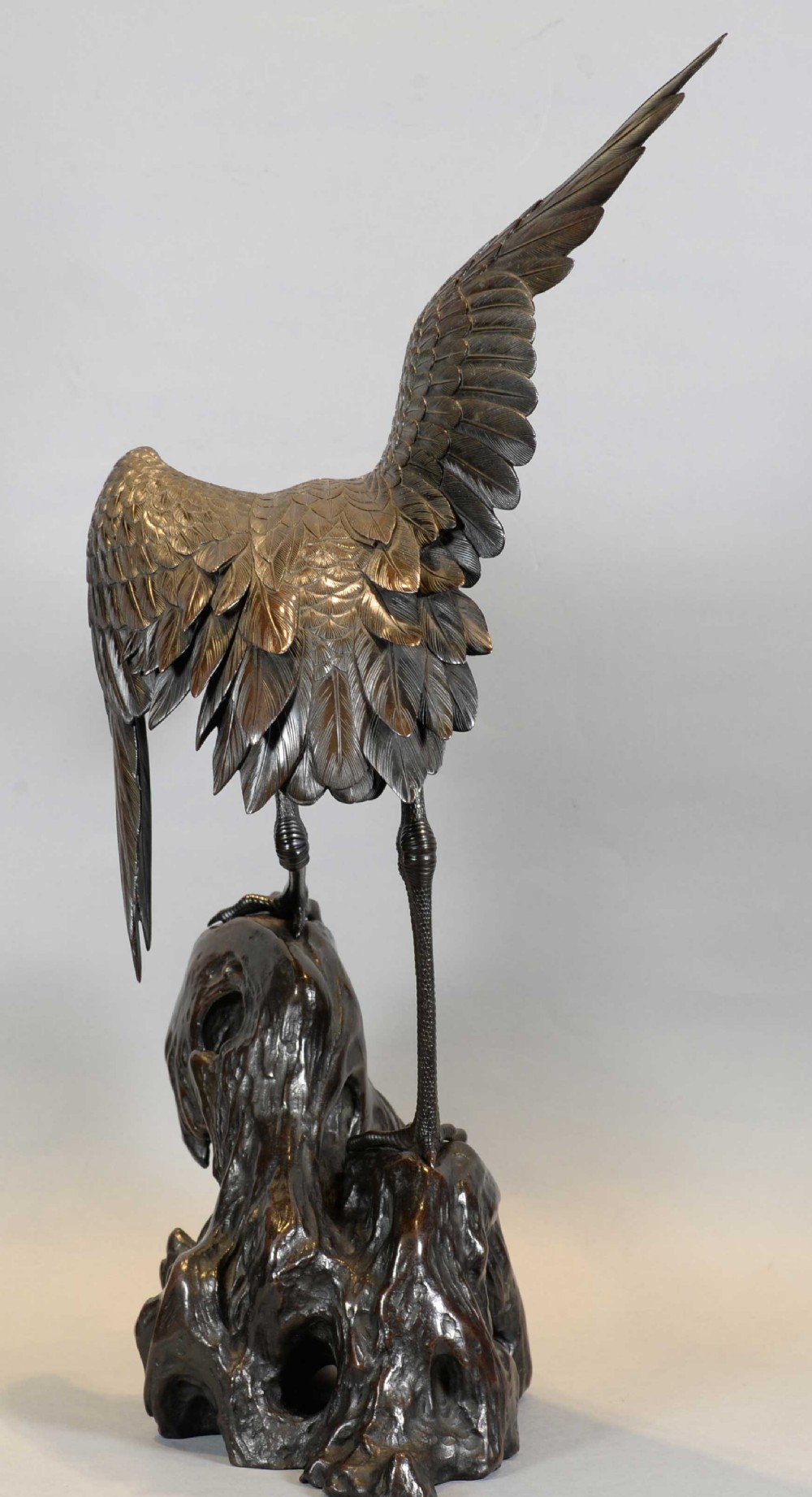 HIGH QUALITY JAPANESE BRONZE MANCHURIAN CRANE OKIMONO BY OTAKE NORIKUNI View III