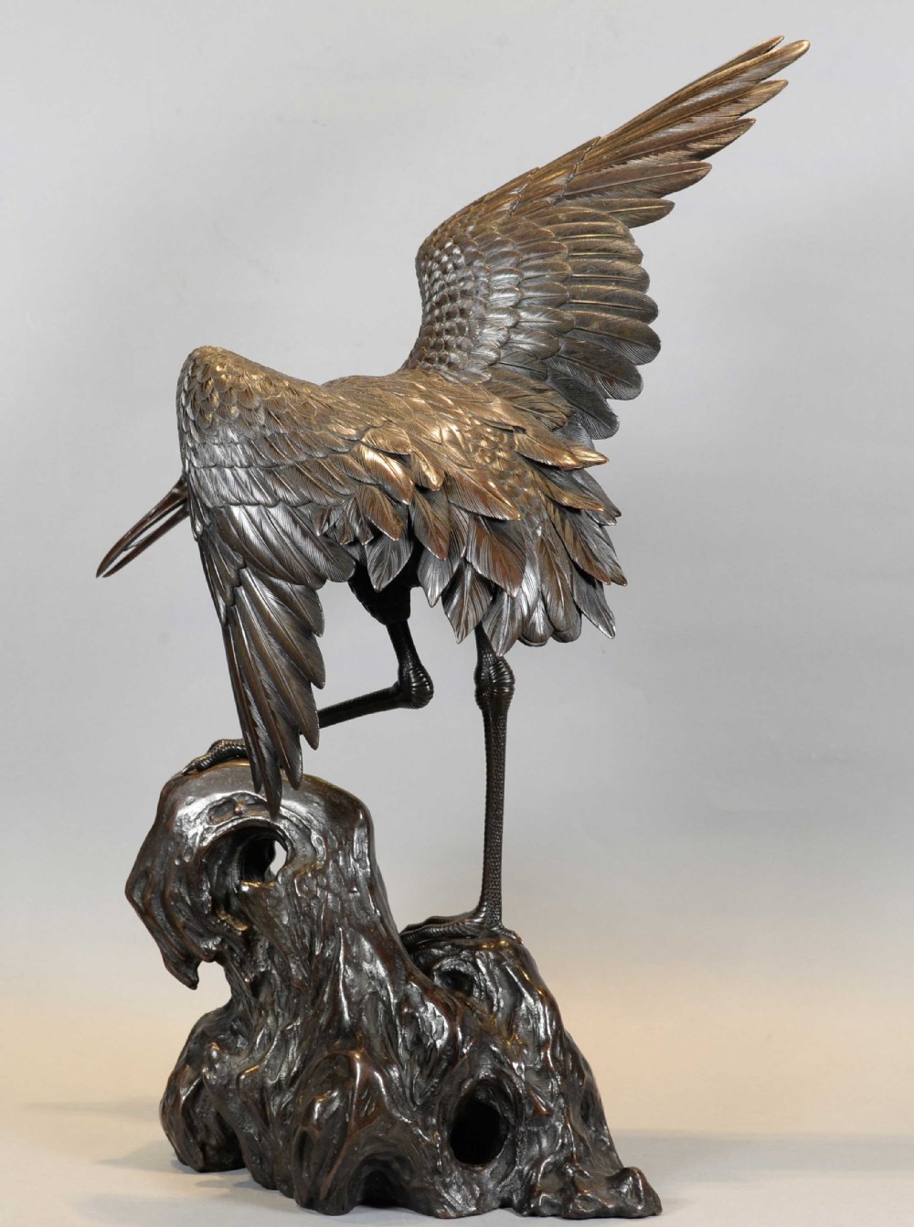 HIGH QUALITY JAPANESE BRONZE MANCHURIAN CRANE OKIMONO BY OTAKE NORIKUNI View IV