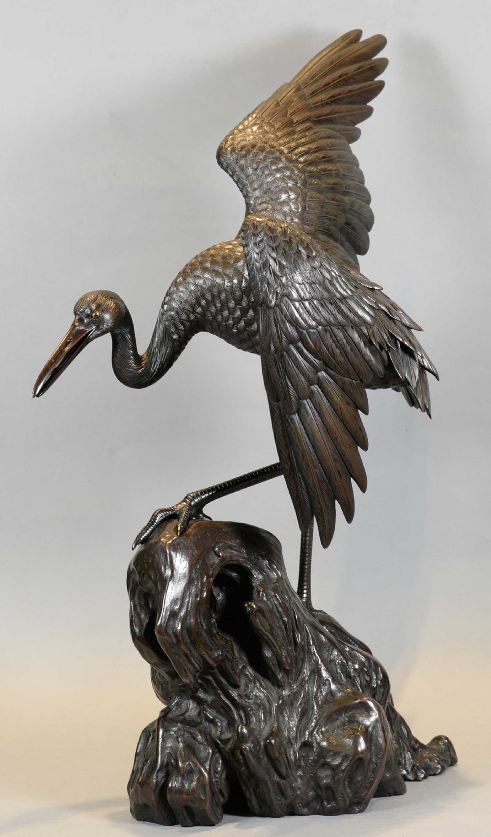 HIGH QUALITY JAPANESE BRONZE MANCHURIAN CRANE OKIMONO BY OTAKE NORIKUNI View VI