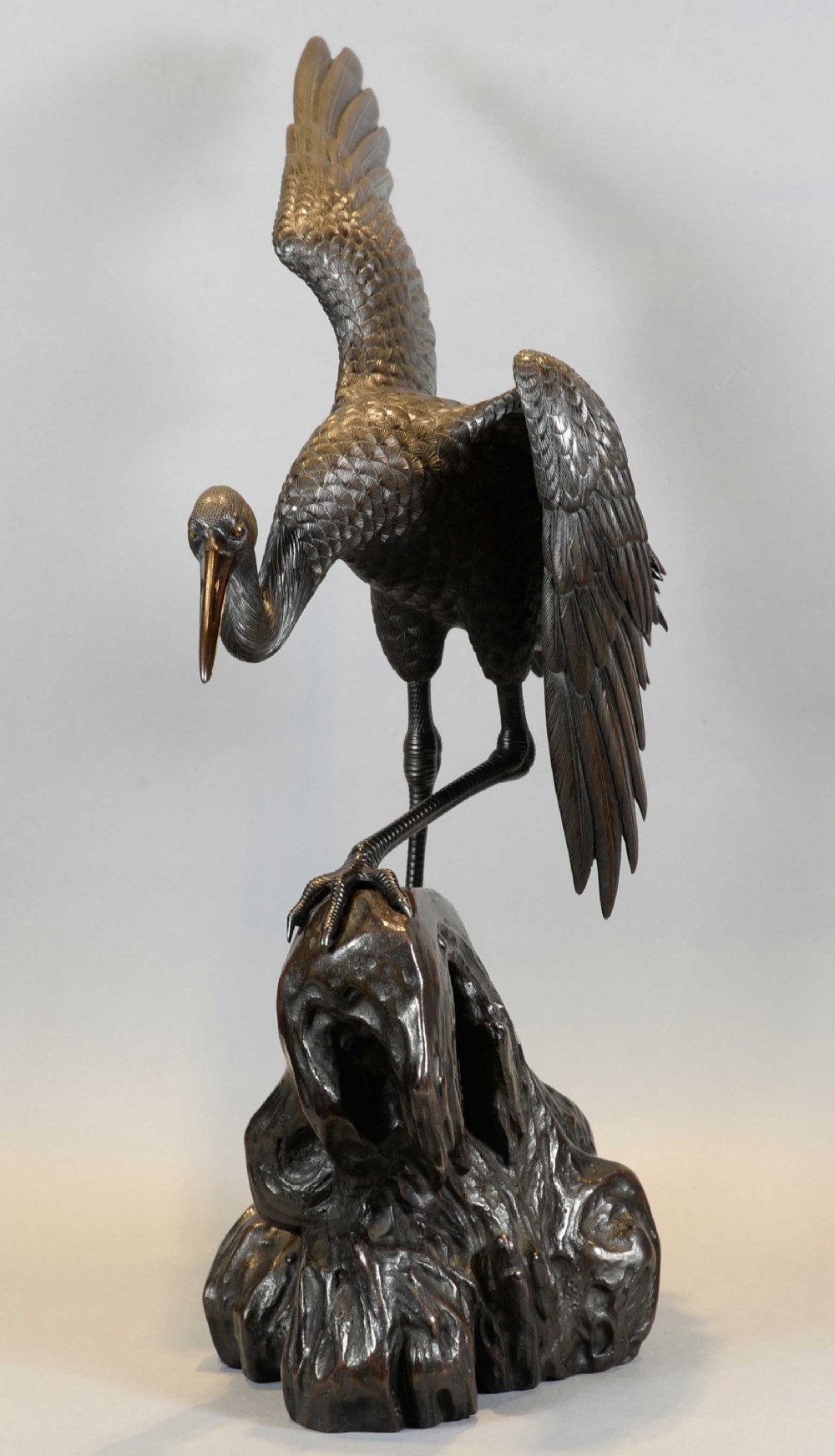 HIGH QUALITY JAPANESE BRONZE MANCHURIAN CRANE OKIMONO BY OTAKE NORIKUNI View VII