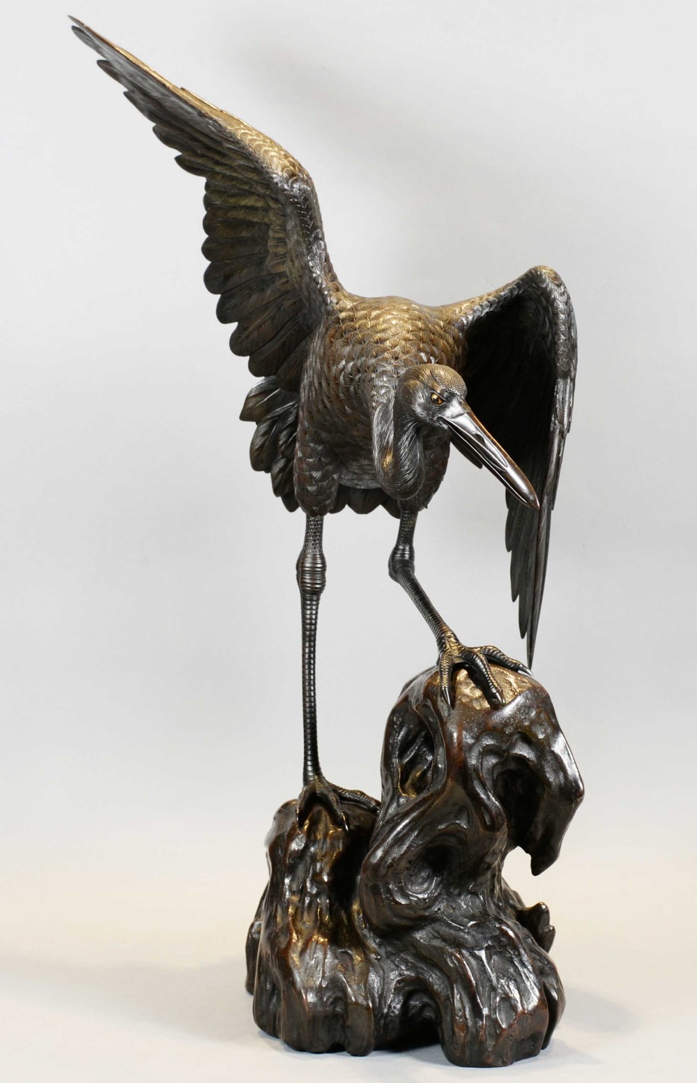 HIGH QUALITY JAPANESE BRONZE MANCHURIAN CRANE OKIMONO BY OTAKE NORIKUNI View VIII