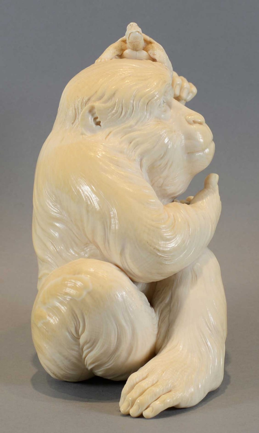 A STUNNING QUALITY JAPANESE IVORY OKIMONO OF AN APE SIGNED MORINO KORIN View III