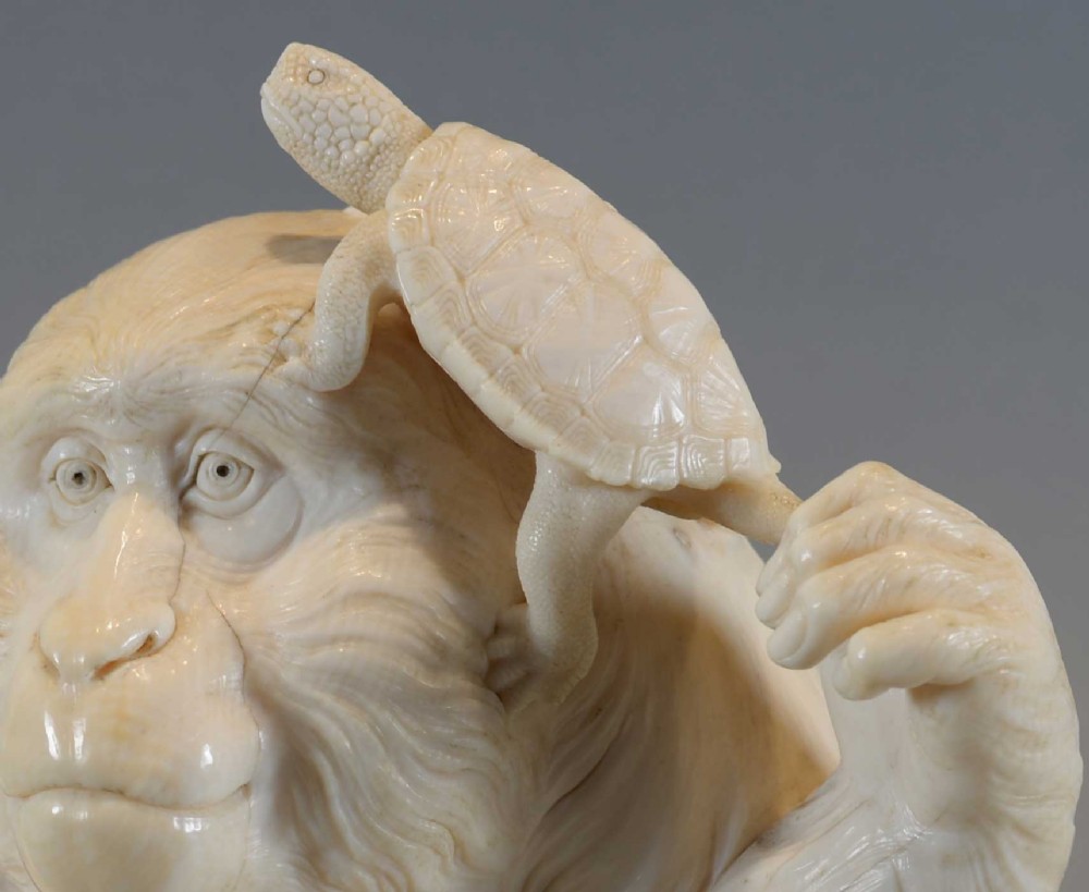 A STUNNING QUALITY JAPANESE IVORY OKIMONO OF AN APE SIGNED MORINO KORIN View XI