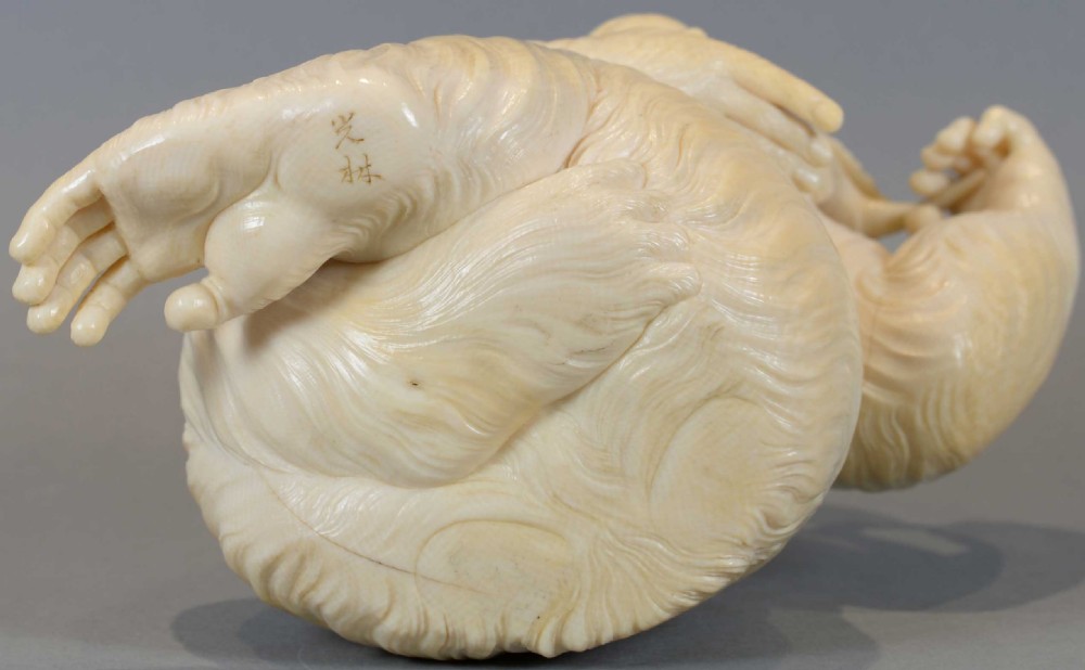 A STUNNING QUALITY JAPANESE IVORY OKIMONO OF AN APE SIGNED MORINO KORIN View XII