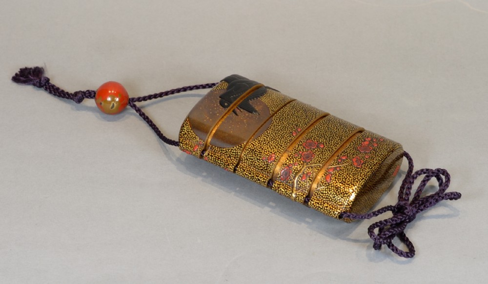 OUTSTANDING JAPANESE EDO PERIOD FOUR CASE LACQUER INRO - KAJIKAWA FAMILY View VI