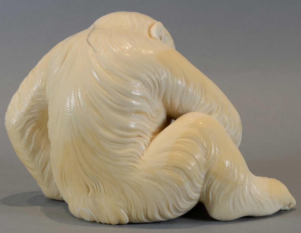 EXHIBITION QUALITY JAPANESE IVORY MONKEY OKIMONO BY IMPERIAL ARTIST ISHIKAWA KOMEI View IV