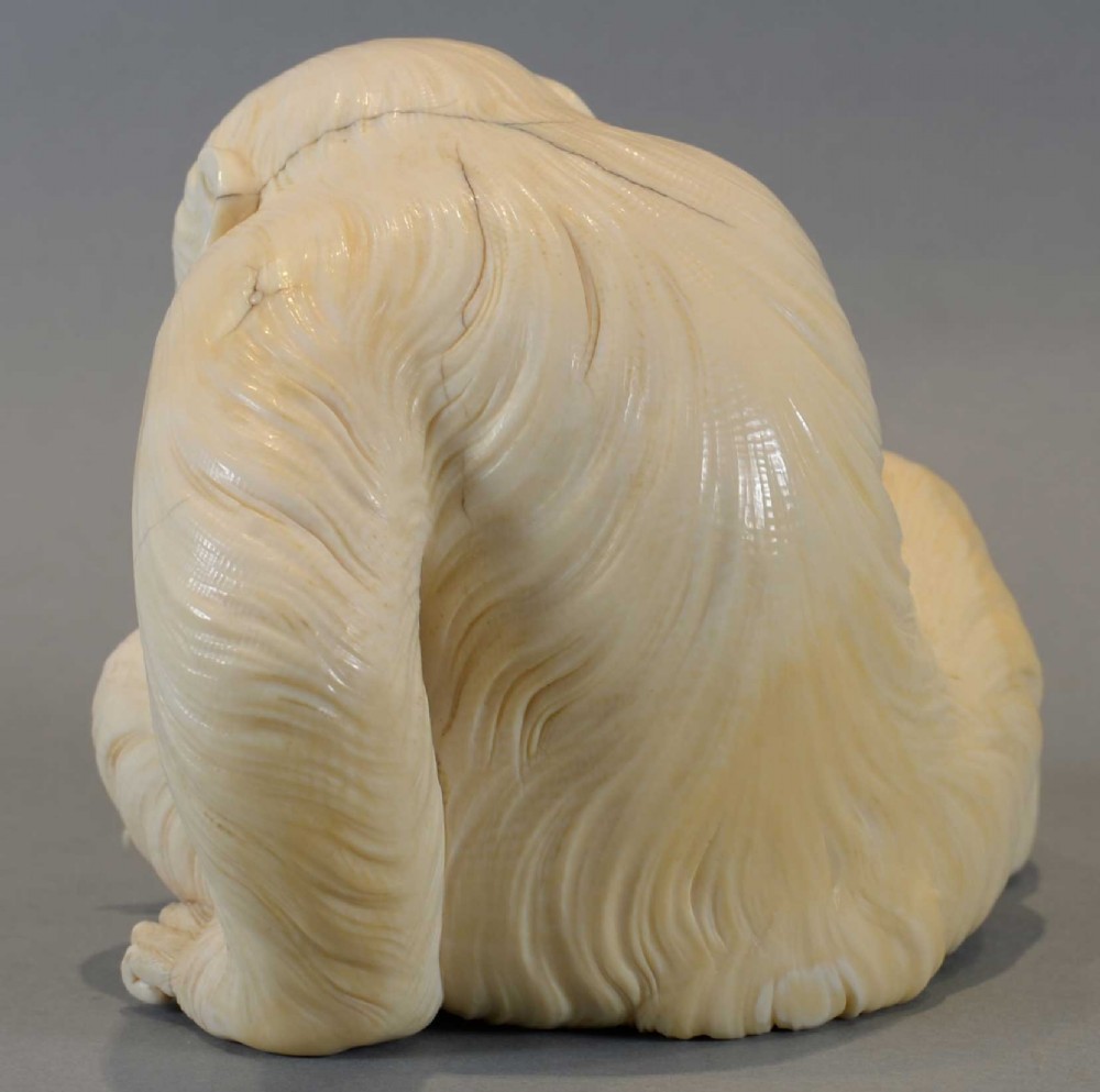 EXHIBITION QUALITY JAPANESE IVORY MONKEY OKIMONO BY IMPERIAL ARTIST ISHIKAWA KOMEI View V
