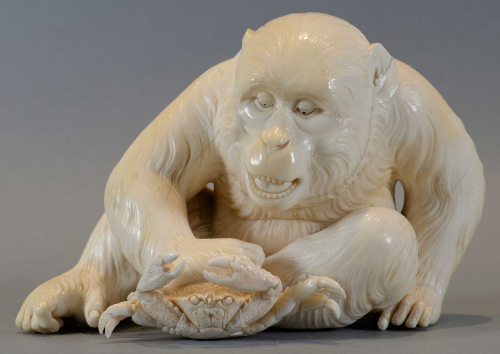 EXHIBITION QUALITY JAPANESE IVORY MONKEY OKIMONO BY IMPERIAL ARTIST ISHIKAWA KOMEI View VIII