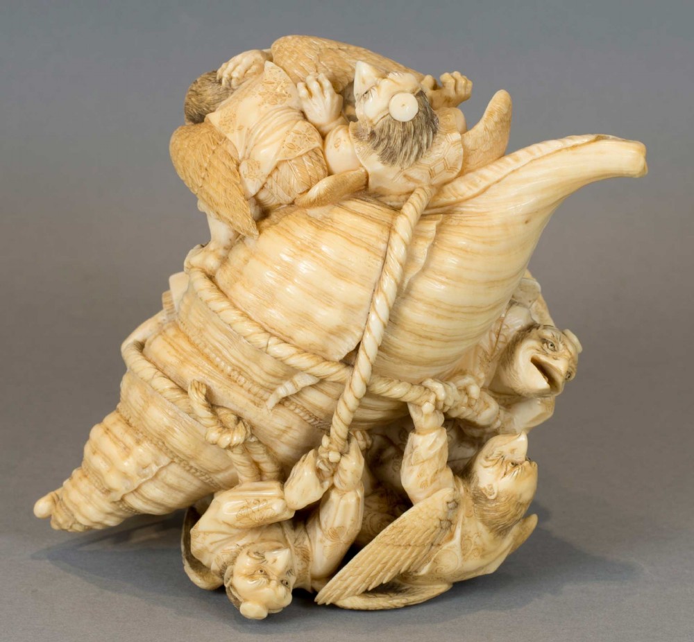 STUNNING JAPANESE IVORY SAMURAI OKIMONO BY THE MARUKI COMPANY View VI