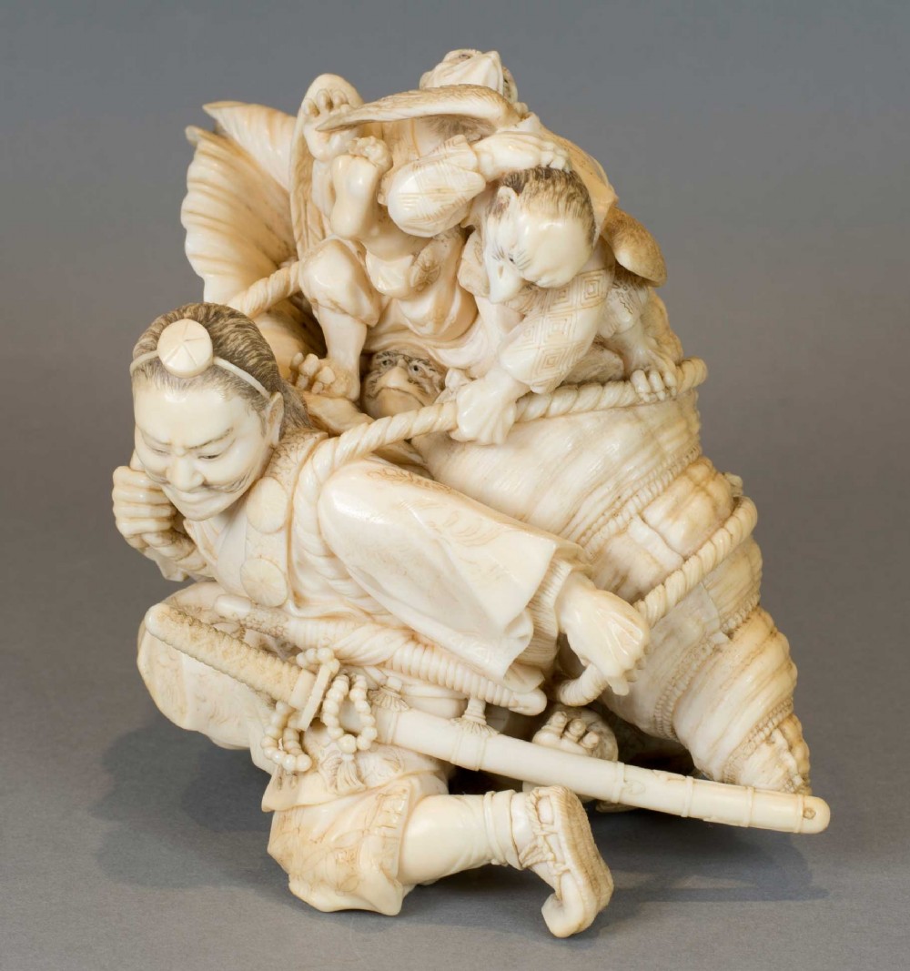 STUNNING JAPANESE IVORY SAMURAI OKIMONO BY THE MARUKI COMPANY View VIII