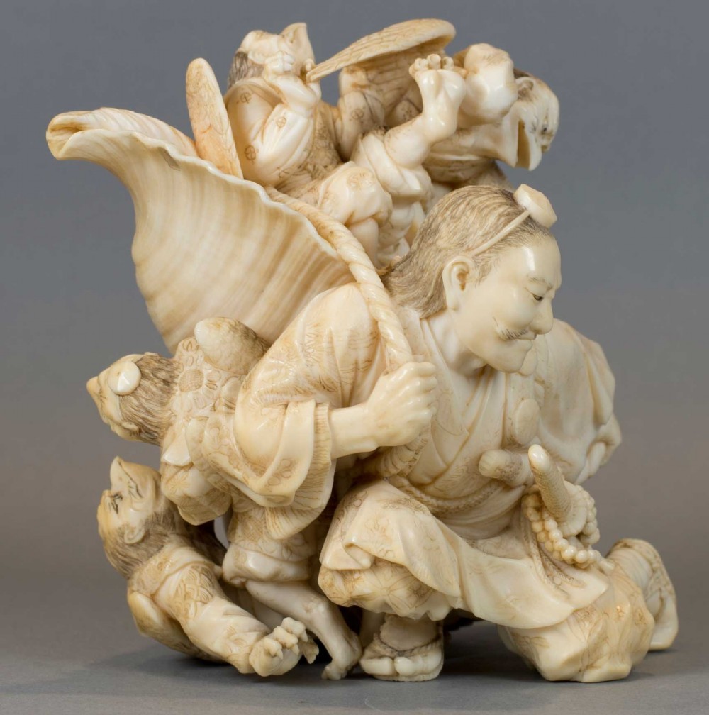 STUNNING JAPANESE IVORY SAMURAI OKIMONO BY THE MARUKI COMPANY View IX