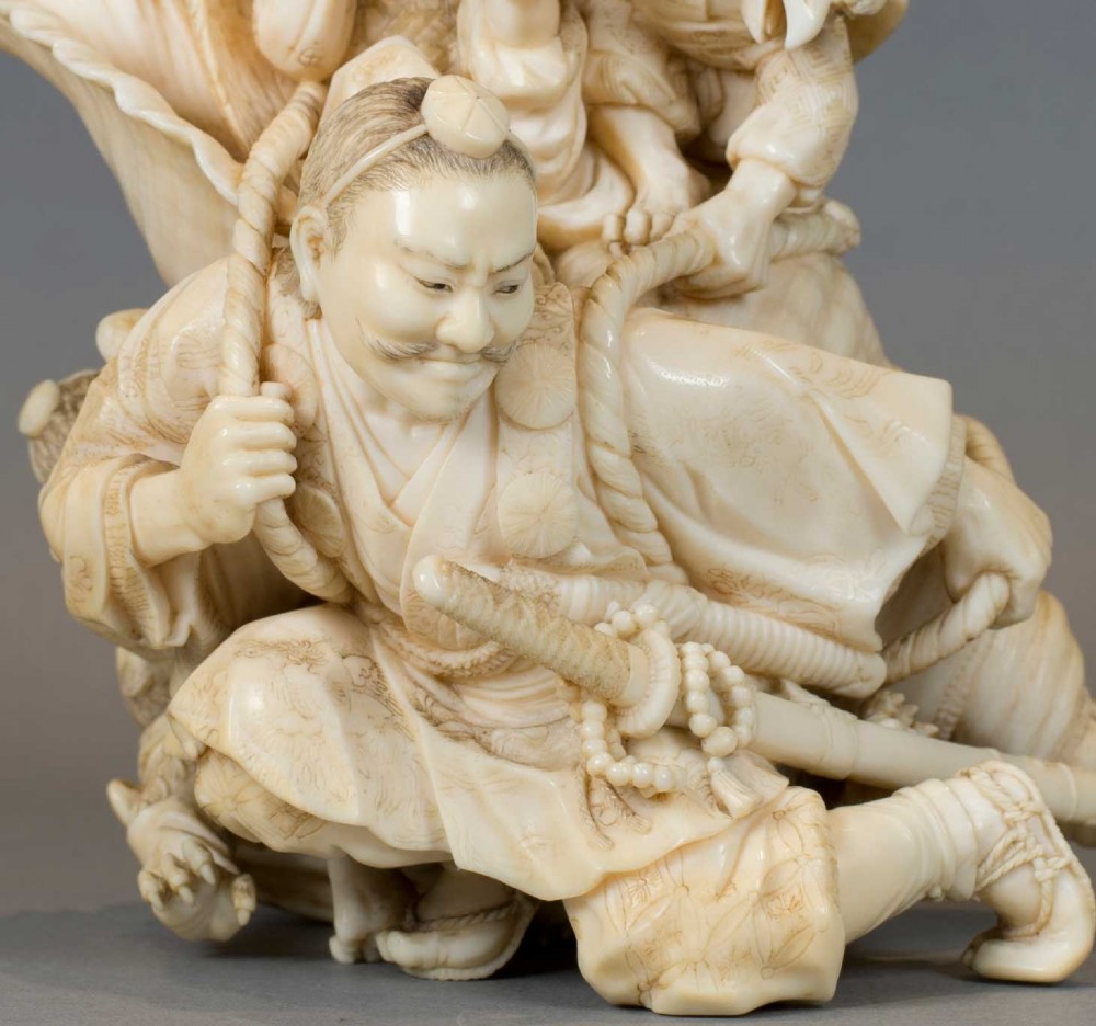 STUNNING JAPANESE IVORY SAMURAI OKIMONO BY THE MARUKI COMPANY View X