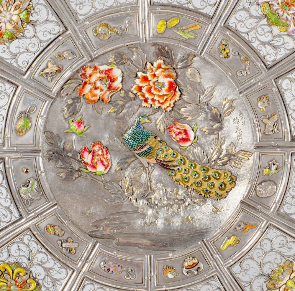 AN EXQUISITE JAPANESE SILVER AND ENAMEL PANEL BY MASAYOSHI View V