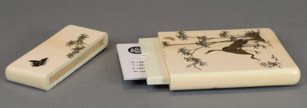 FINE QUALITY JAPANESE IVORY GOLD LACQUER AND SHIBAYAMA CARD CASE View III