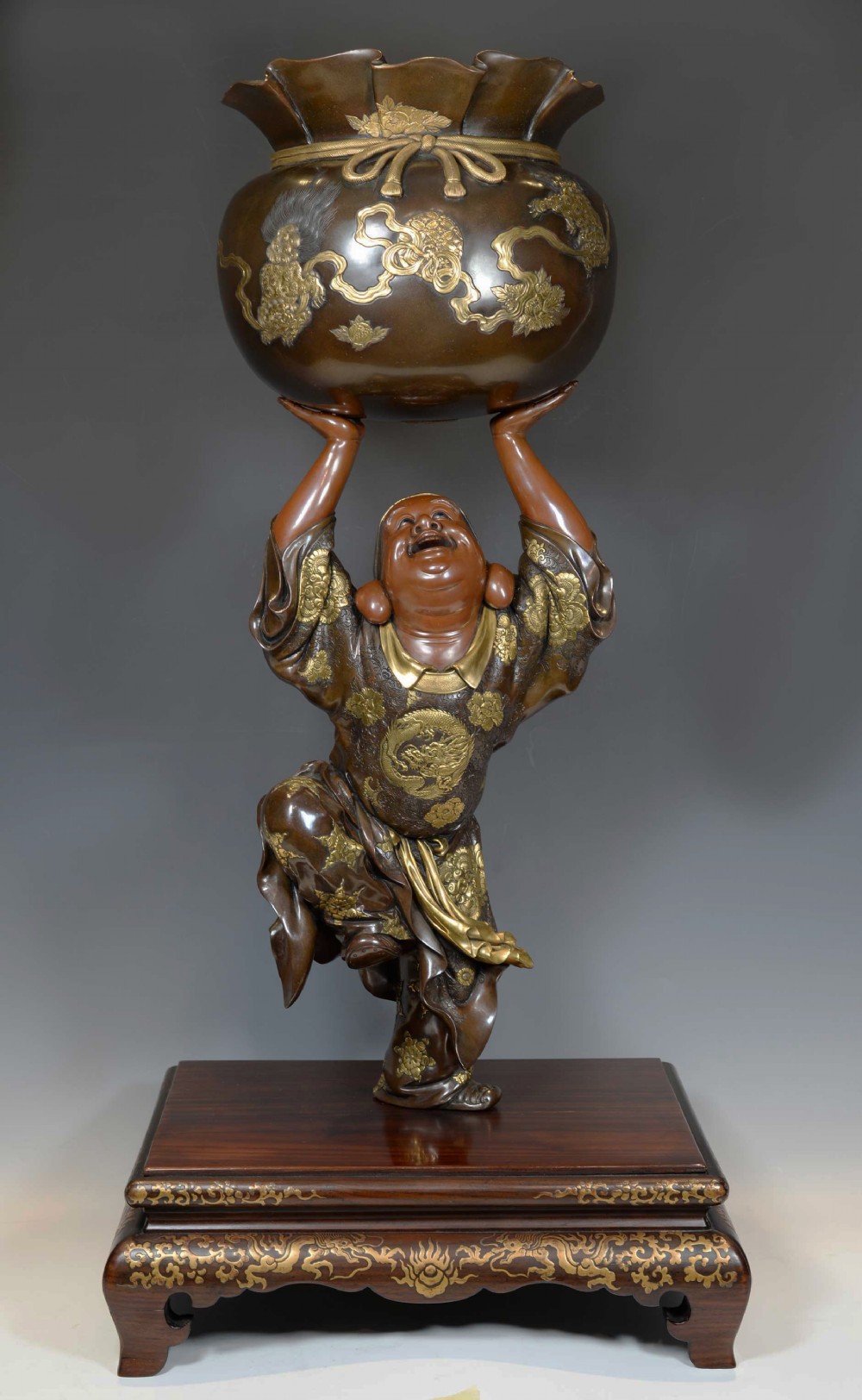 HUGE JAPANESE GILT BRONZE OKIMONO OF 