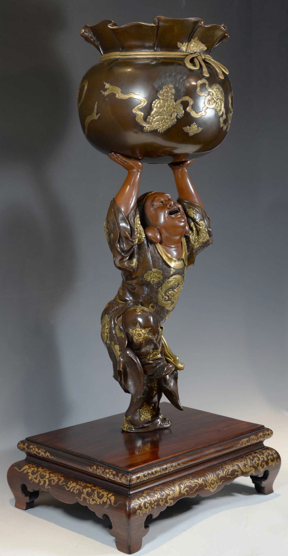 HUGE JAPANESE GILT BRONZE OKIMONO OF 