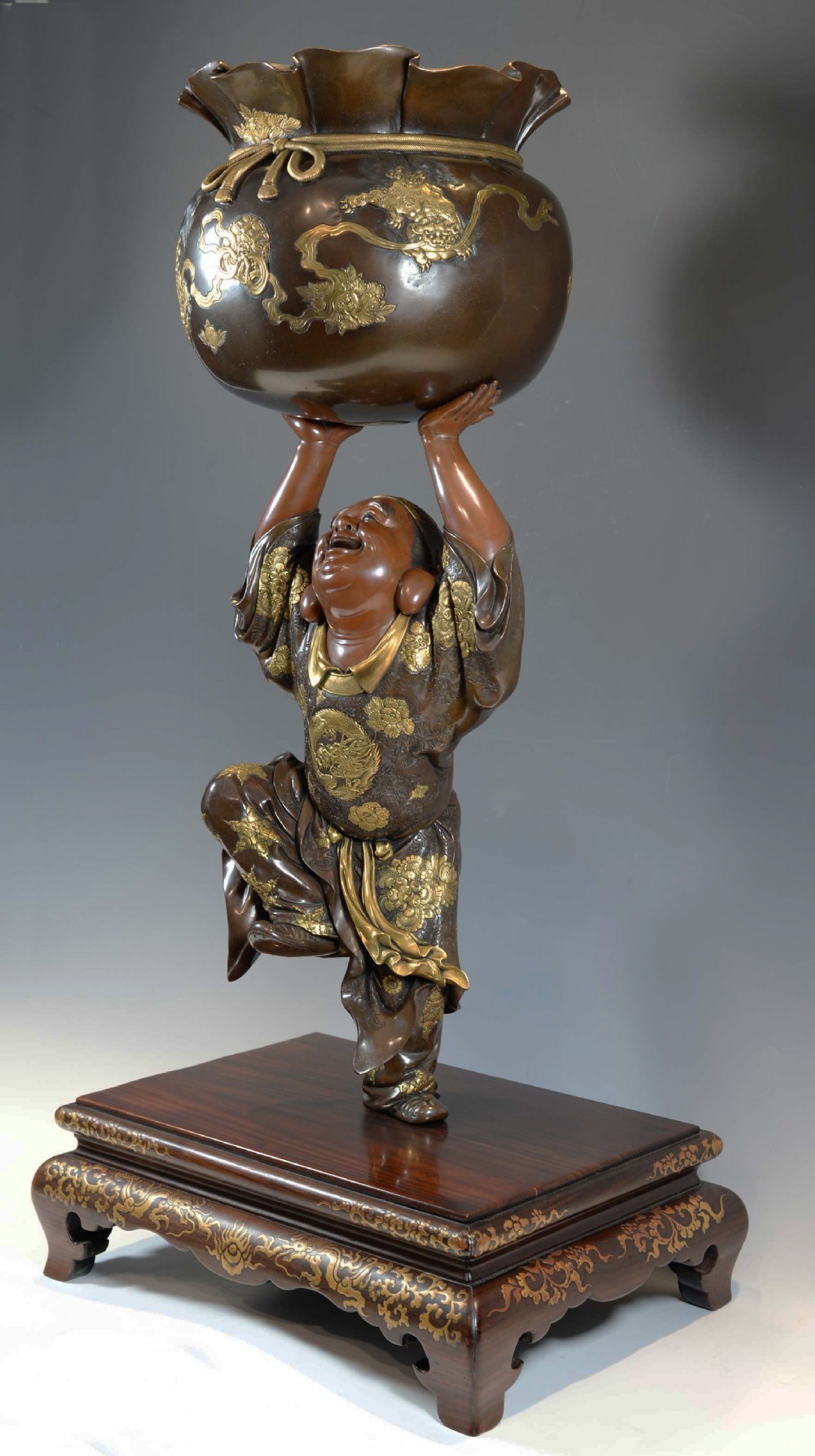 HUGE JAPANESE GILT BRONZE OKIMONO OF 