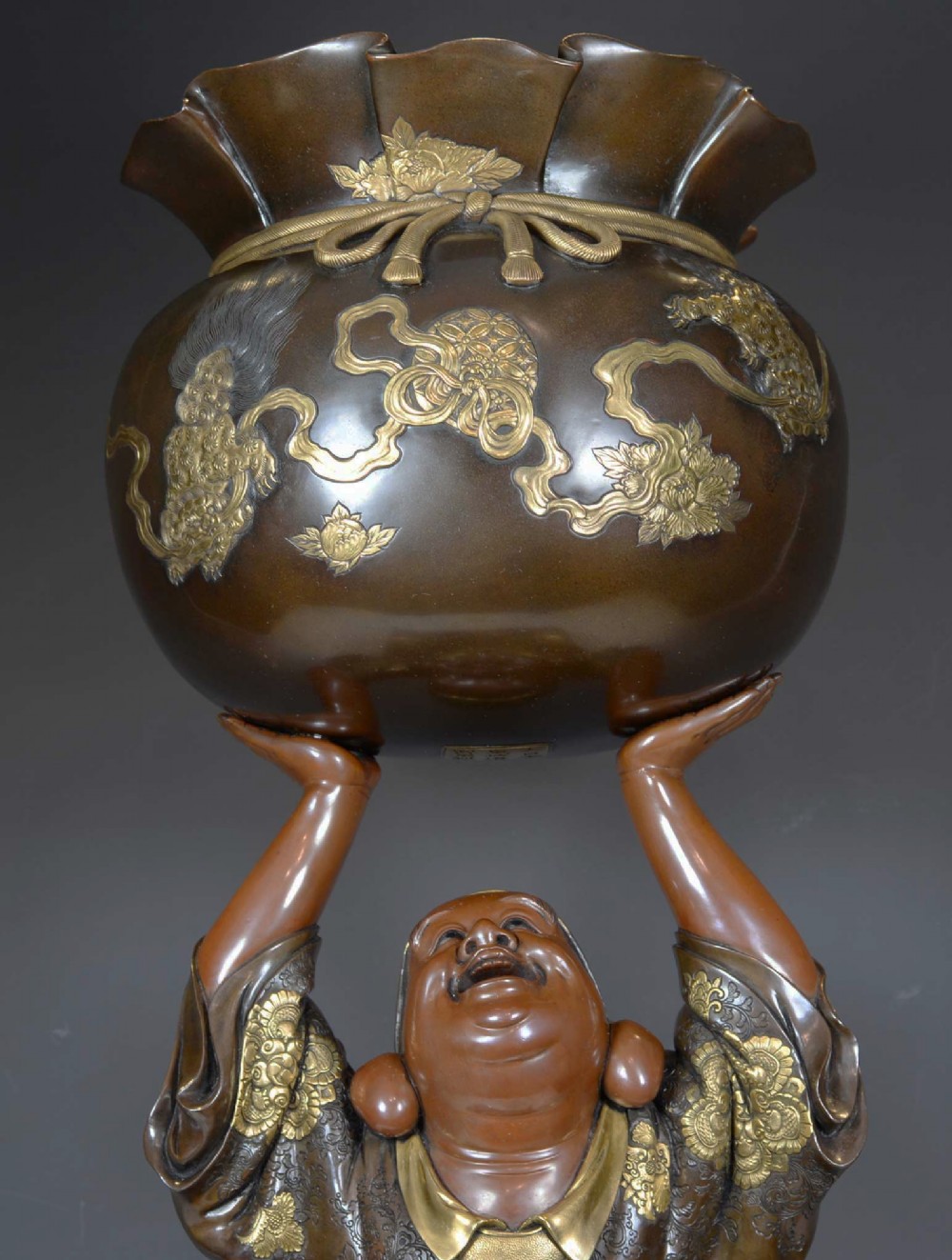 HUGE JAPANESE GILT BRONZE OKIMONO OF 