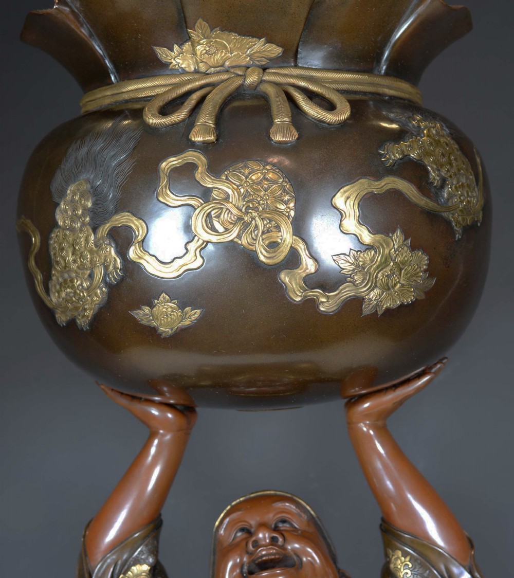 HUGE JAPANESE GILT BRONZE OKIMONO OF 
