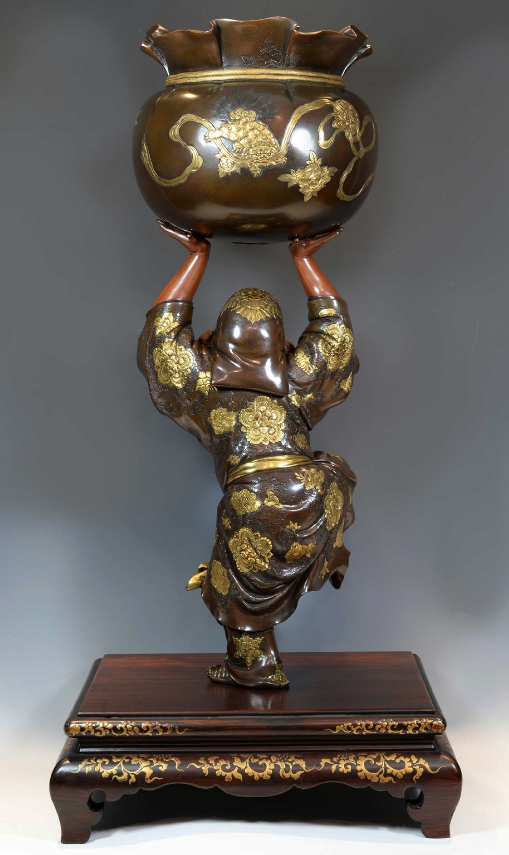 HUGE JAPANESE GILT BRONZE OKIMONO OF 
