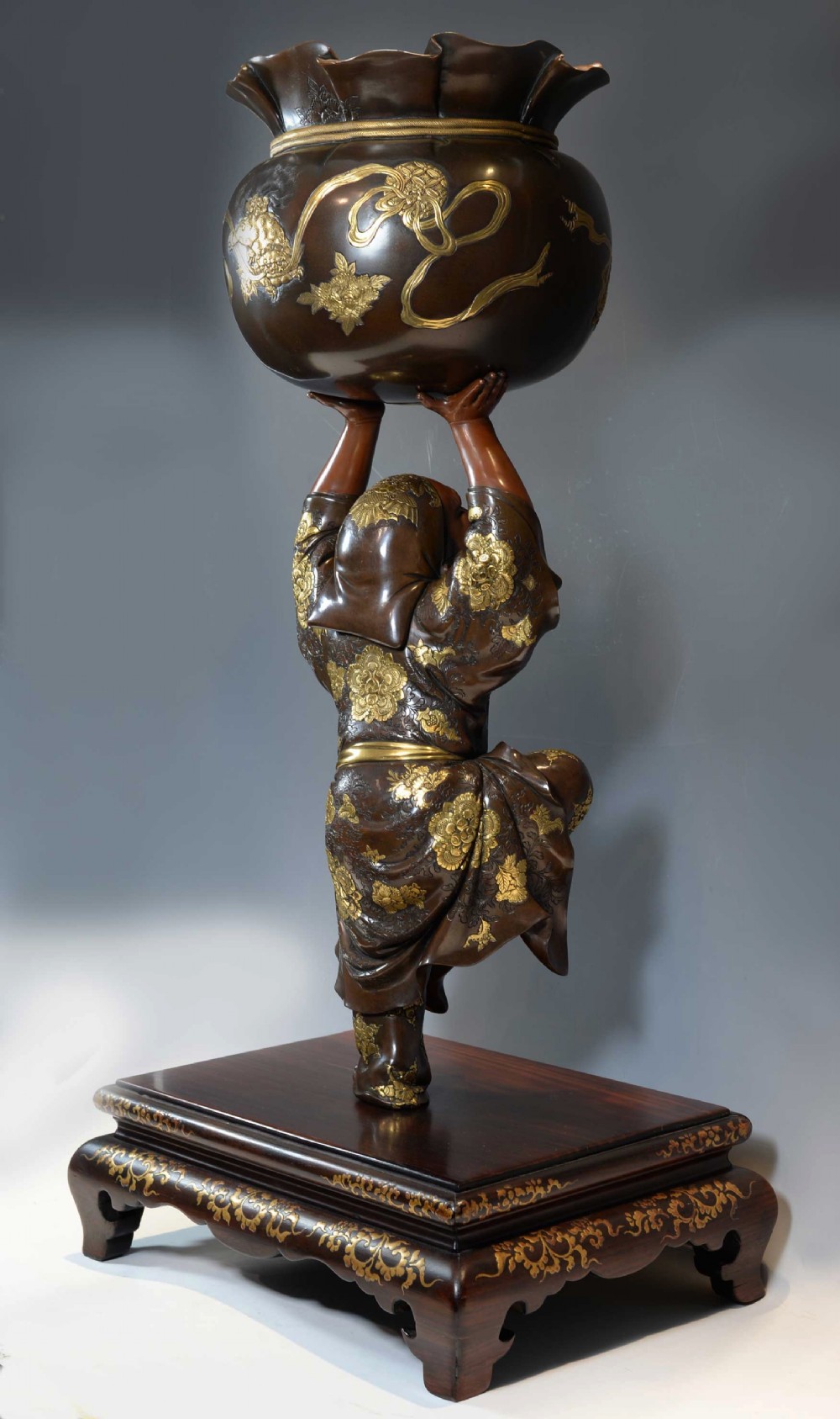 HUGE JAPANESE GILT BRONZE OKIMONO OF 