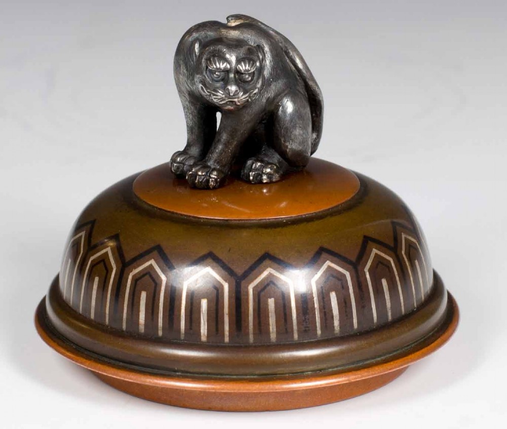 SUPER QUALITY JAPANESE BRONZE MIXED METAL JAR AND COVER - SIGNED View VII