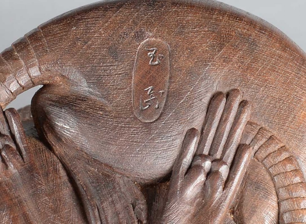 A CHARMING JAPANESE WOODEN OKIMONO RAT GROUP SIGNED GYOKUMIN View IX