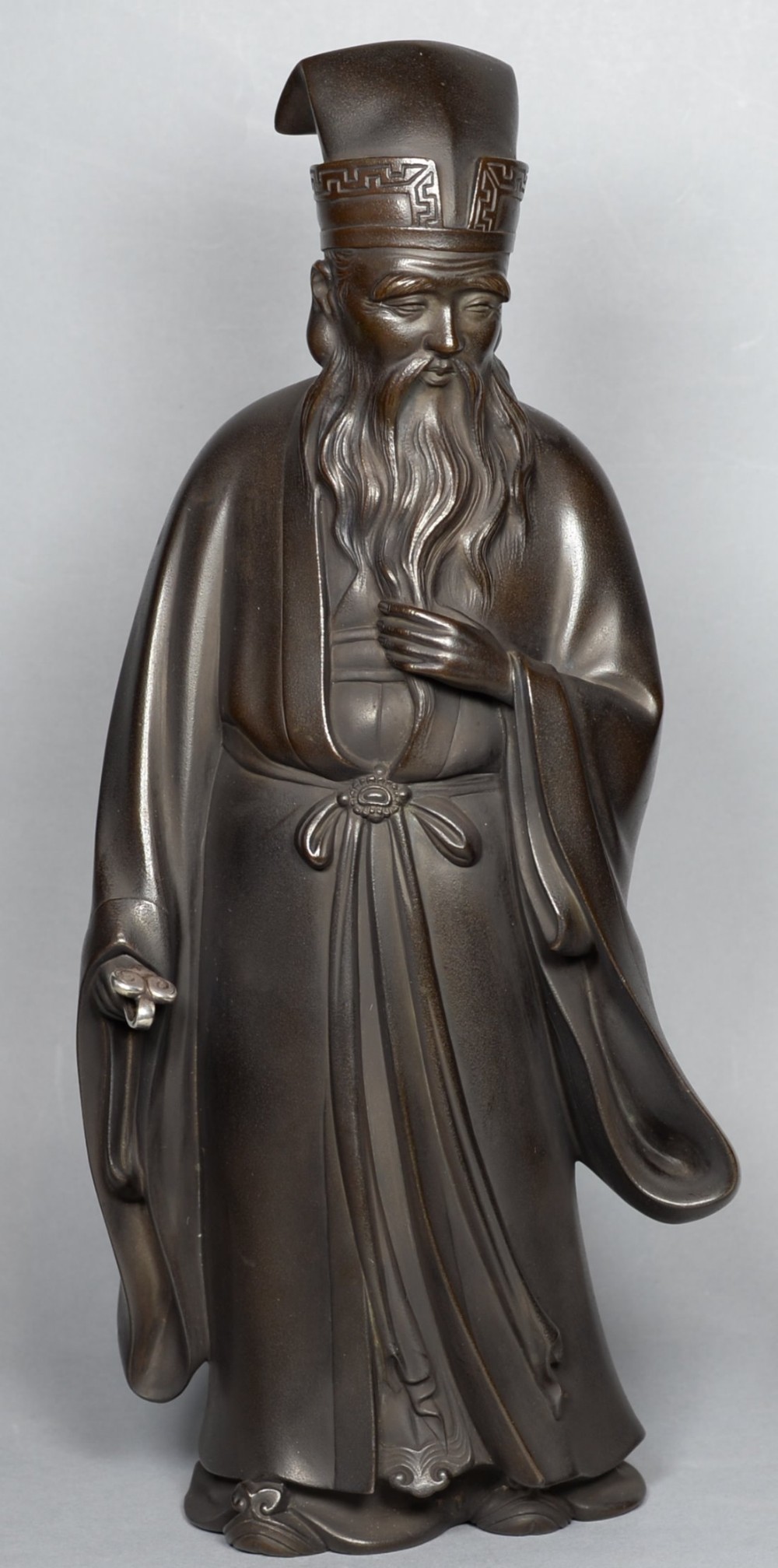 fine quality japanese bronze okimono of jurojin lucky god - CATEGORY: ANTIQUE SCULPTURES - DATED 1910