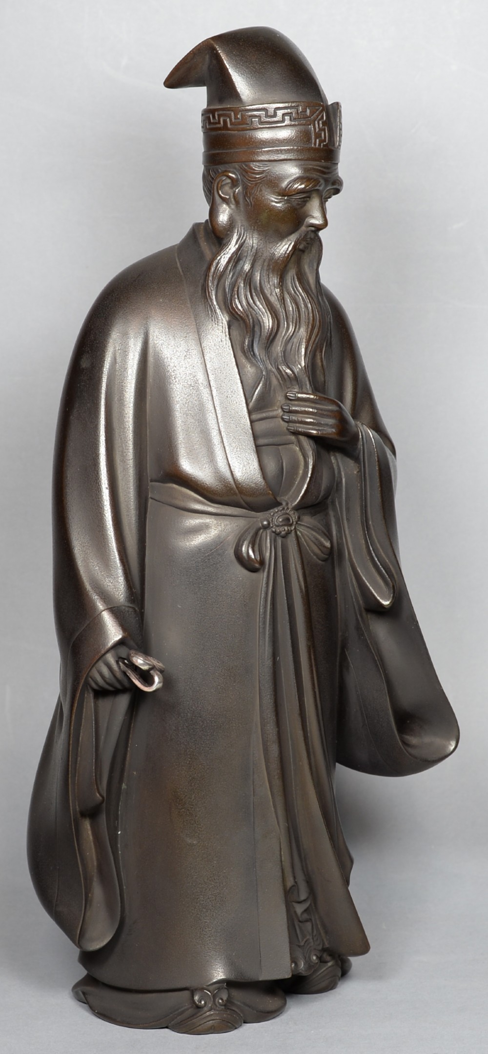 FINE QUALITY JAPANESE BRONZE OKIMONO OF JUROJIN LUCKY GOD View II