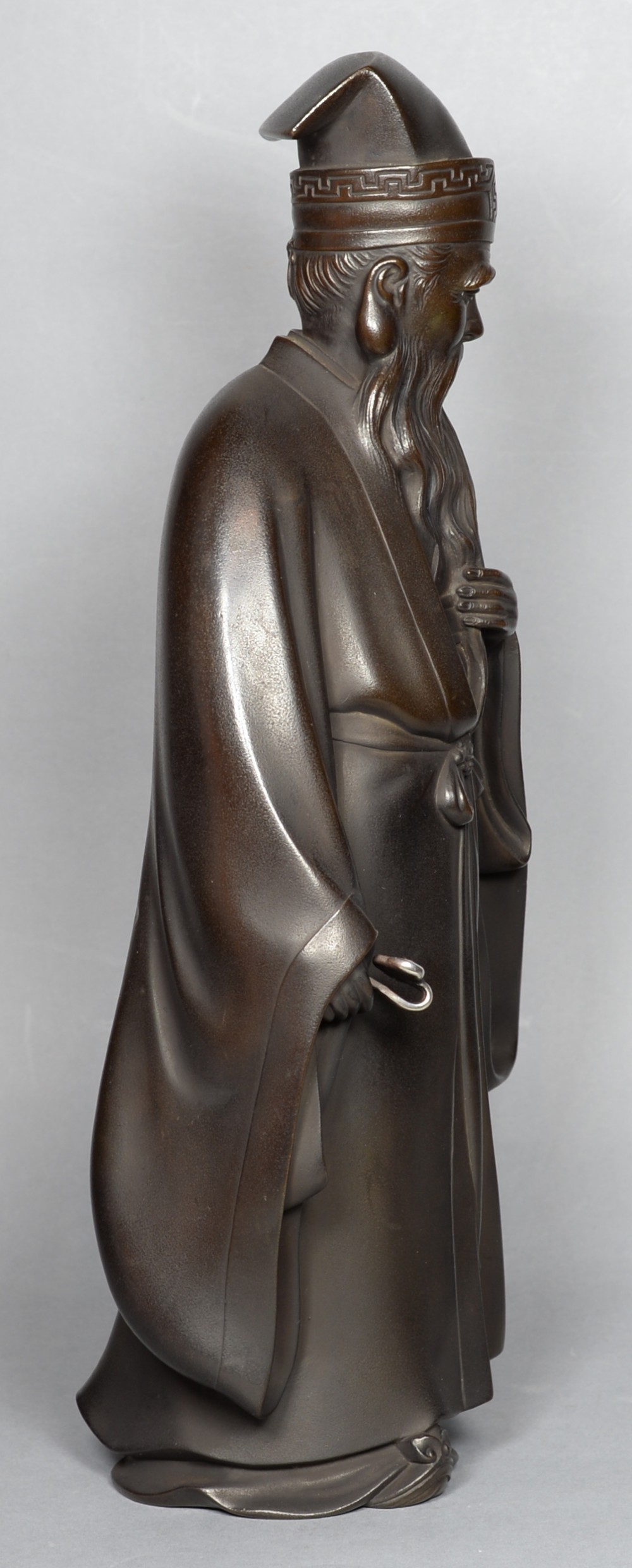 FINE QUALITY JAPANESE BRONZE OKIMONO OF JUROJIN LUCKY GOD View III