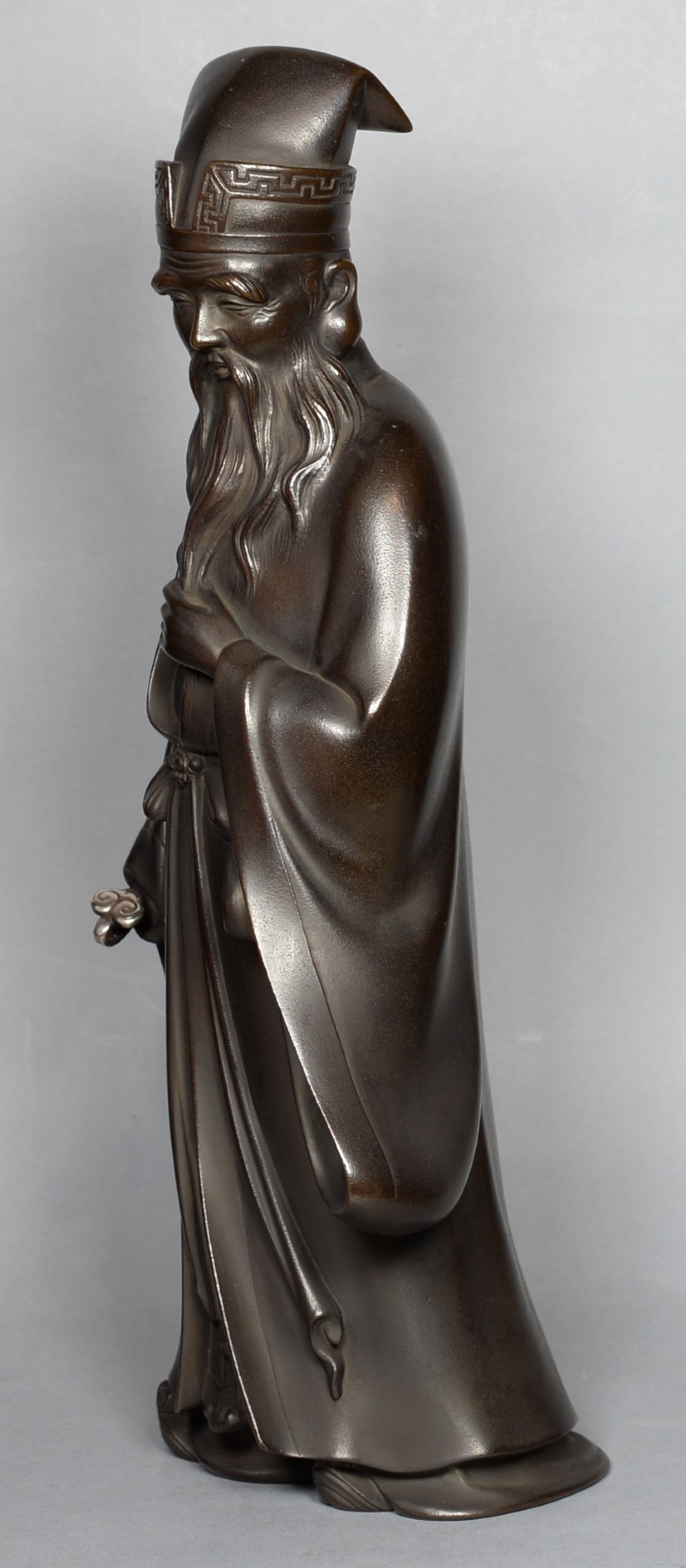 FINE QUALITY JAPANESE BRONZE OKIMONO OF JUROJIN LUCKY GOD View VII