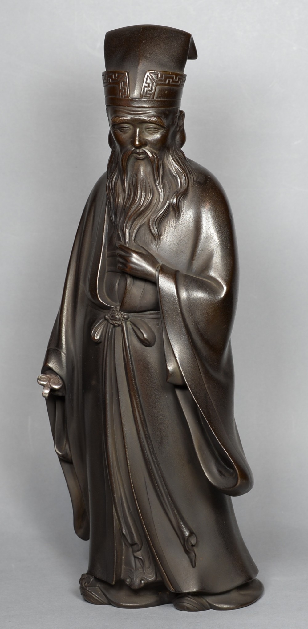 FINE QUALITY JAPANESE BRONZE OKIMONO OF JUROJIN LUCKY GOD View VIII