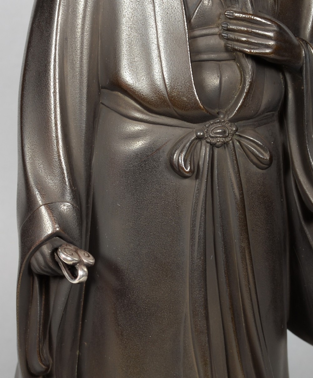 FINE QUALITY JAPANESE BRONZE OKIMONO OF JUROJIN LUCKY GOD View X