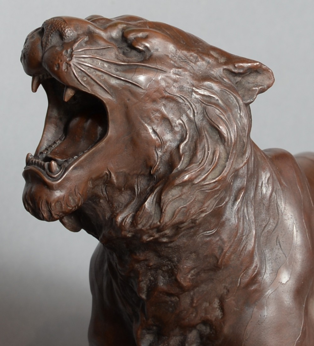 OUTSTANDING QUALITY JAPANESE BRONZE TIGER ON STAND BY THE MARUKI COMPANY View VII