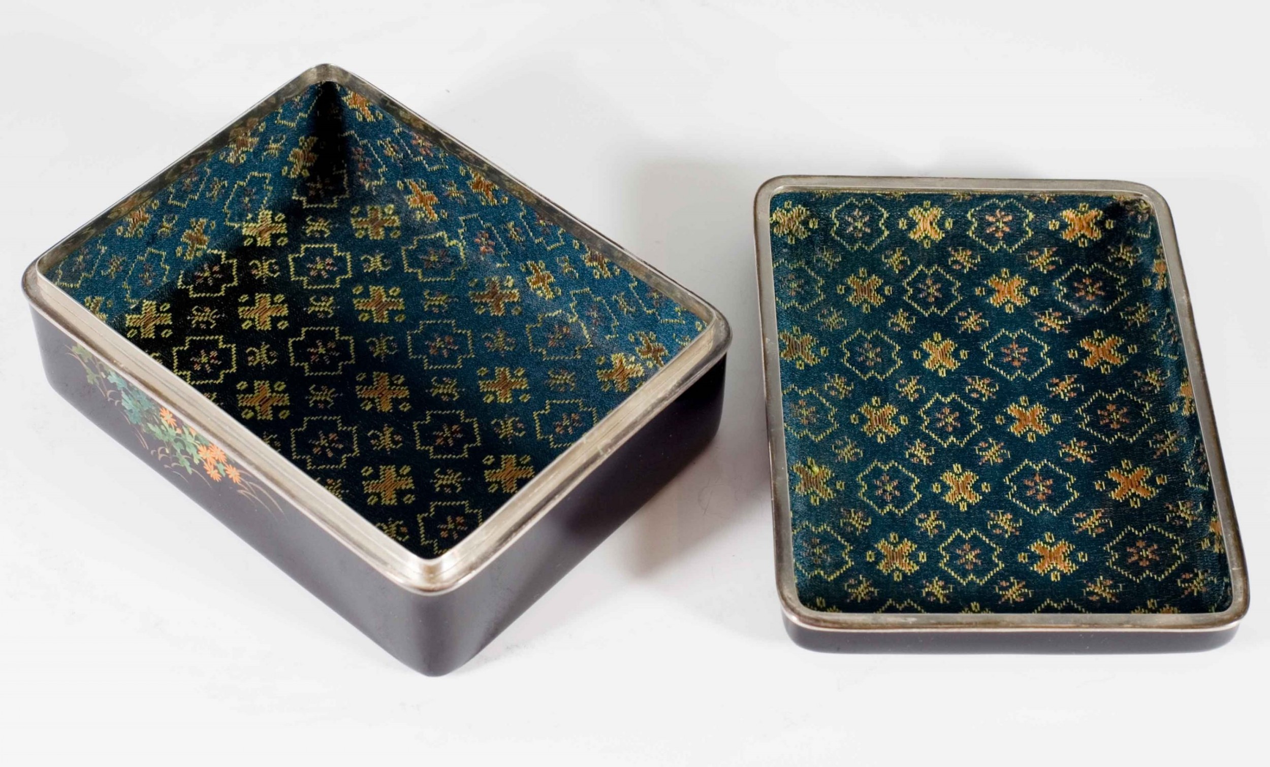 A FINE QUALITY JAPANESE GOLD WIRE CLOISONNE ENAMEL BOX View VII