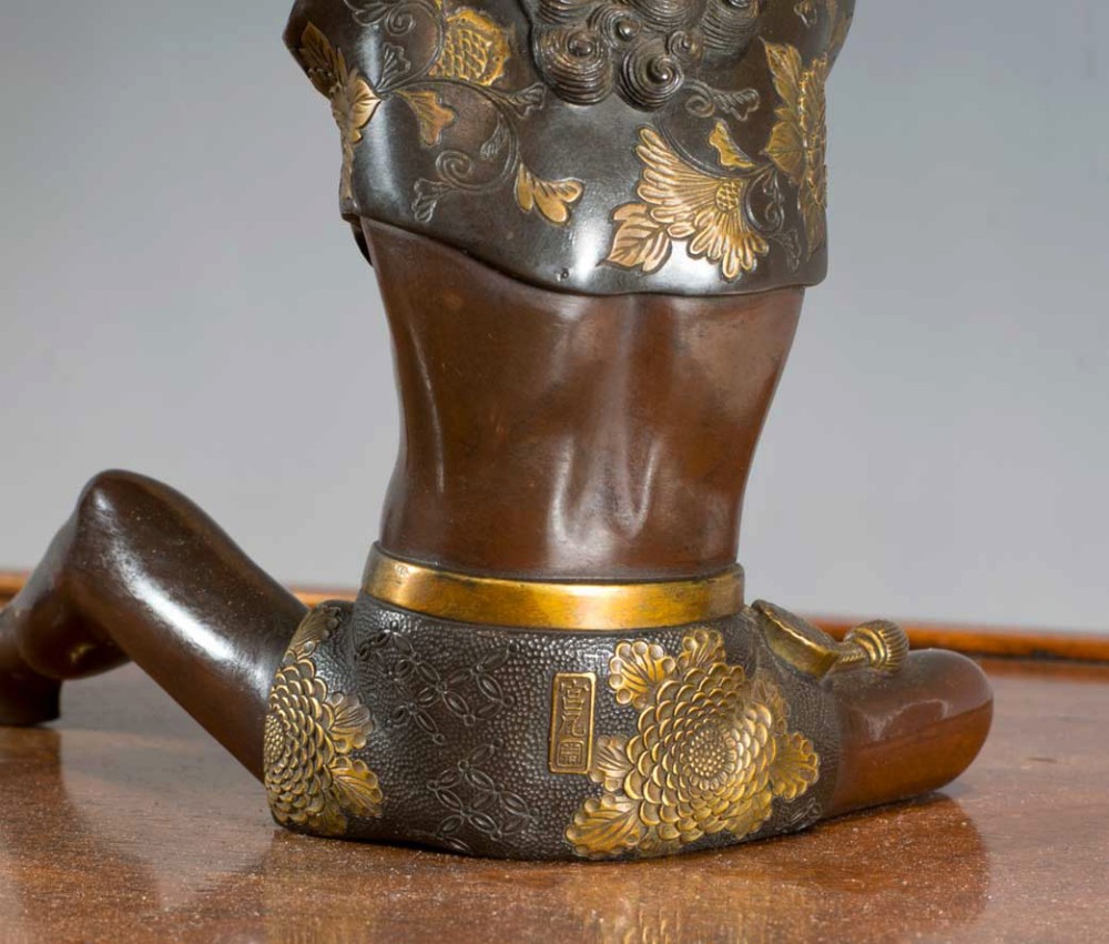 LARGE JAPANESE GILT BRONZE LIDDED KORO SUPPORTED BY ASHINAGA & TENAGA- MIYAO EISUKE View XII