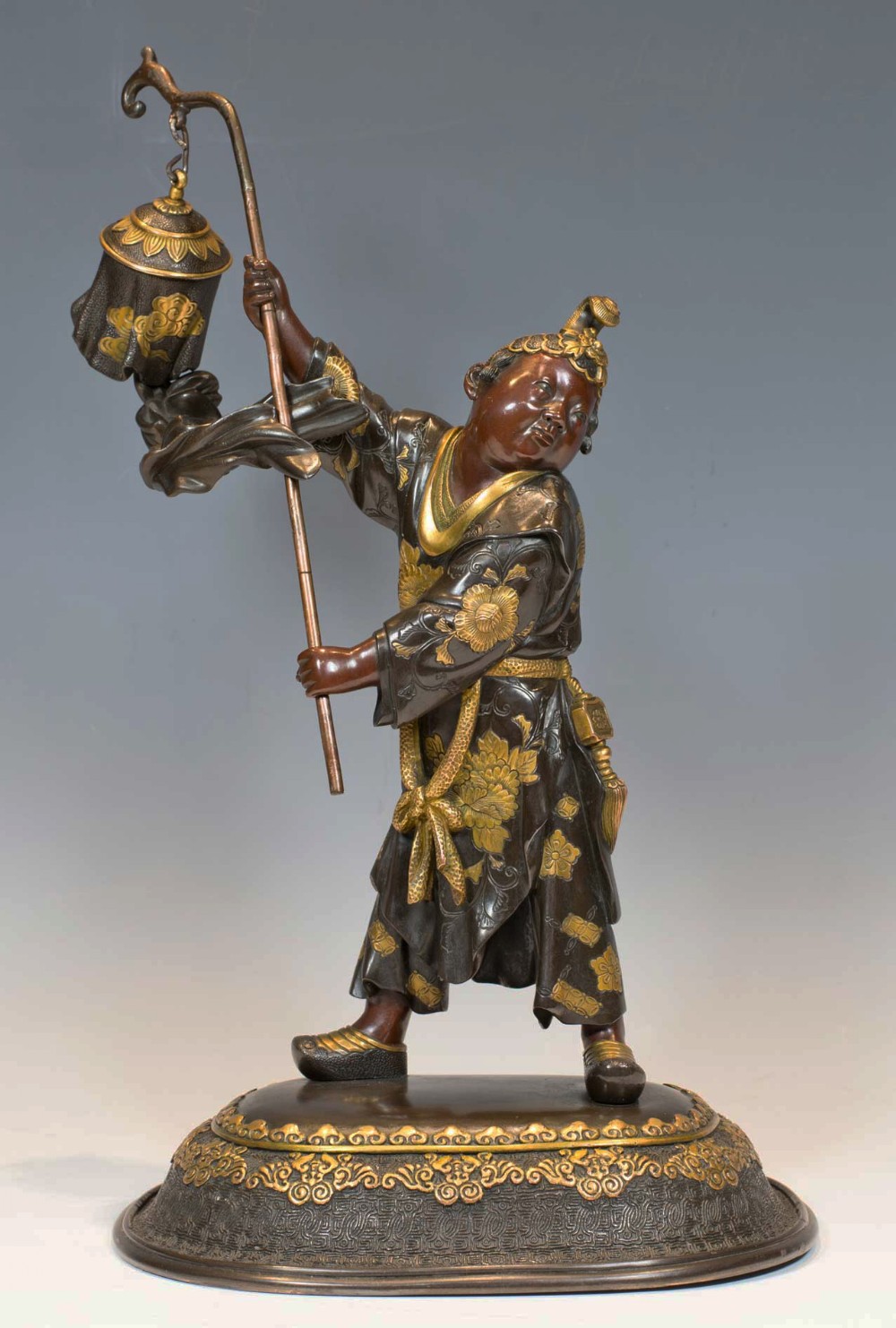 LARGE JAPANESE GILT BRONZE LIDDED KORO SUPPORTED BY ASHINAGA & TENAGA- MIYAO EISUKE View XIV