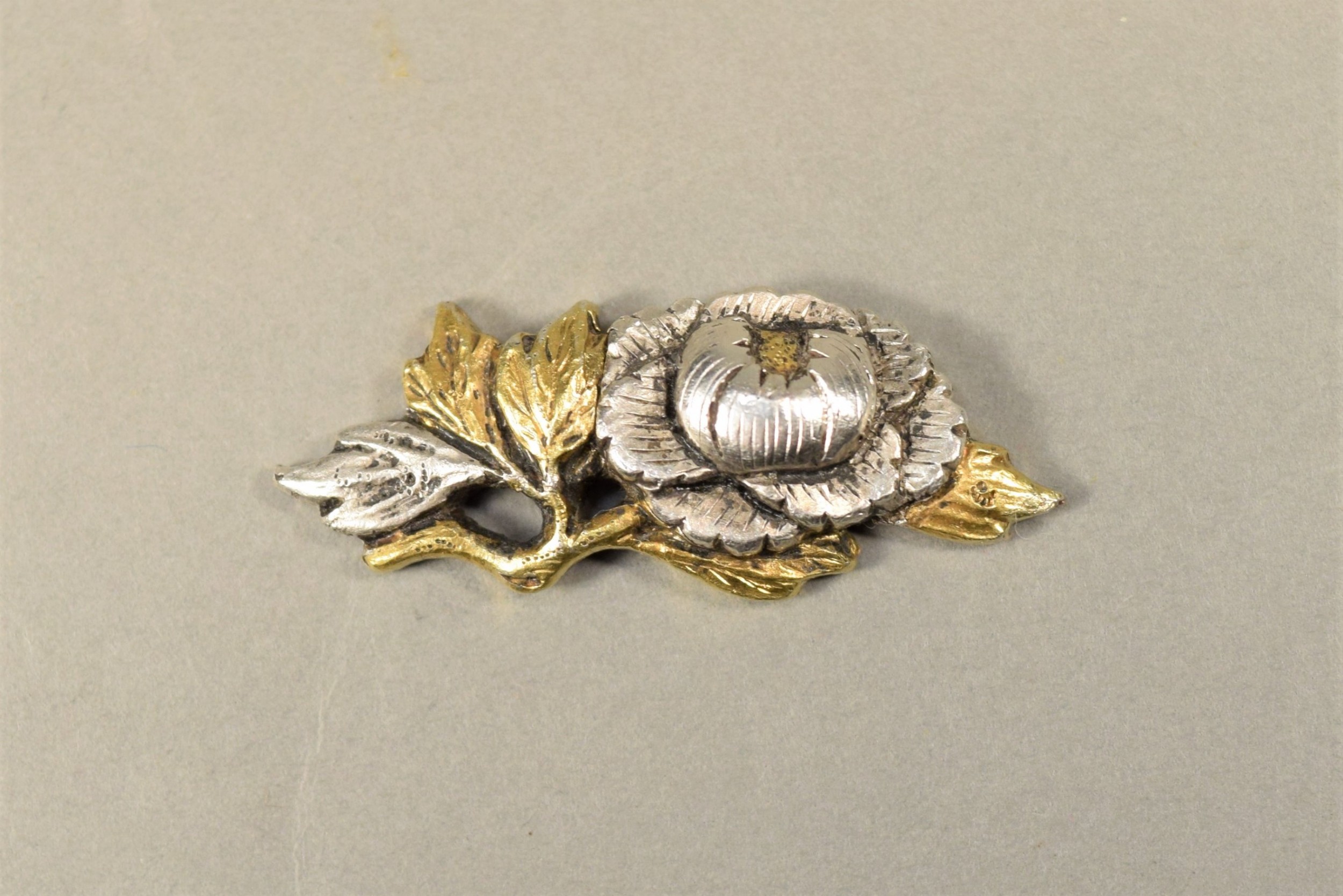 NICE QUALITY PAIR OF JAPANESE MIXED METAL MENUKI - FLOWERS View III