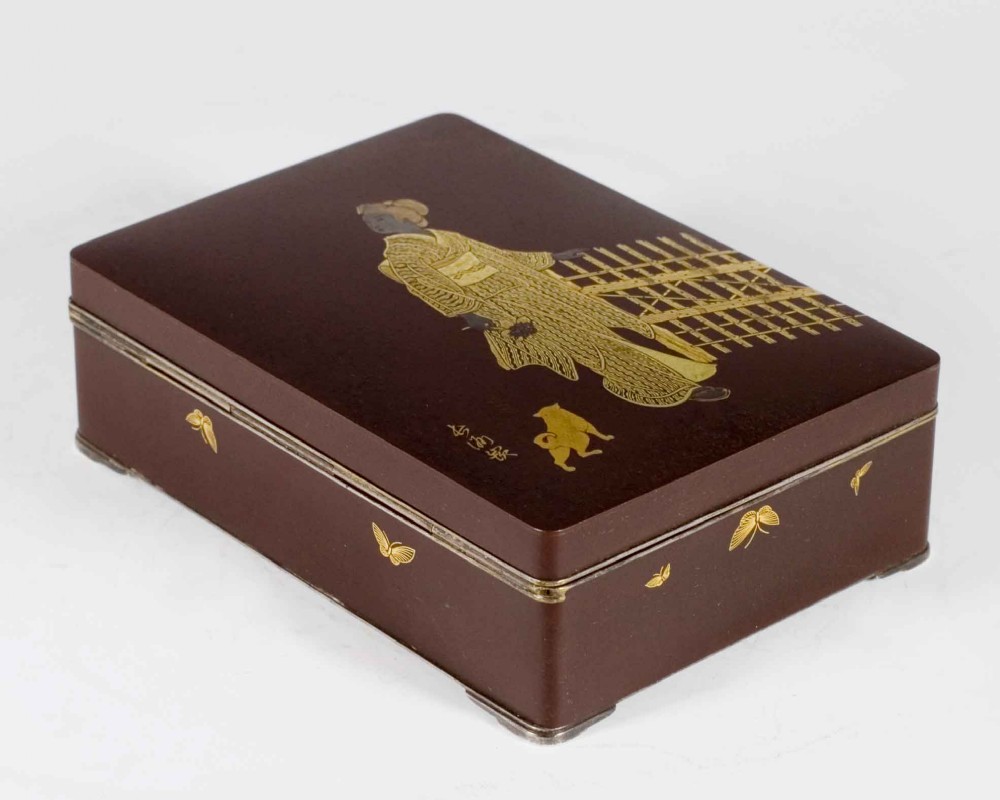 A CHARMING JAPANESE KOMAI STYLE DAMASCENED IRON BOX View II