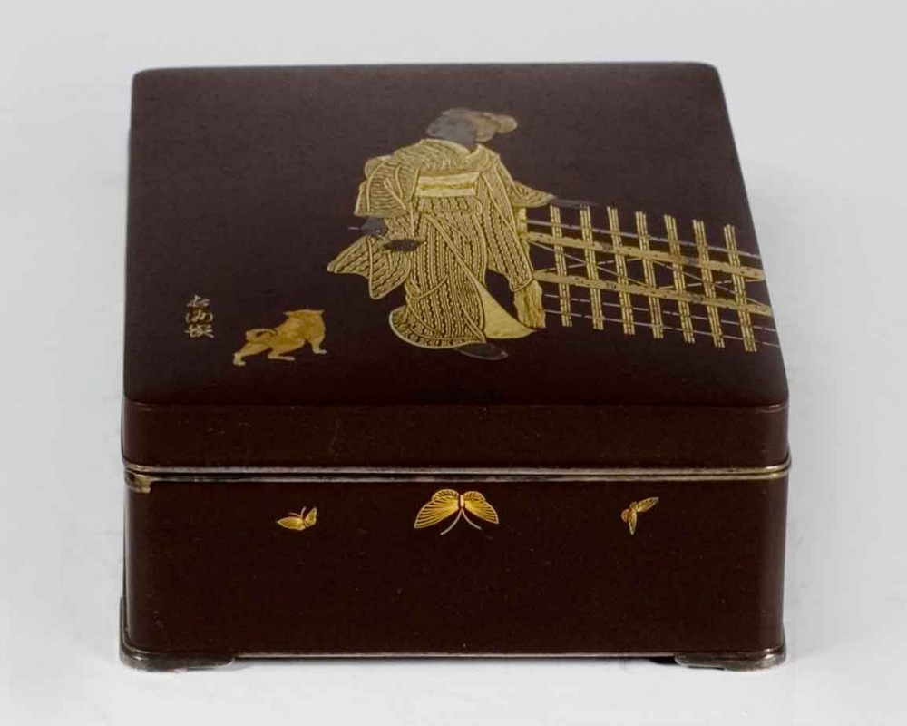 A CHARMING JAPANESE KOMAI STYLE DAMASCENED IRON BOX View III