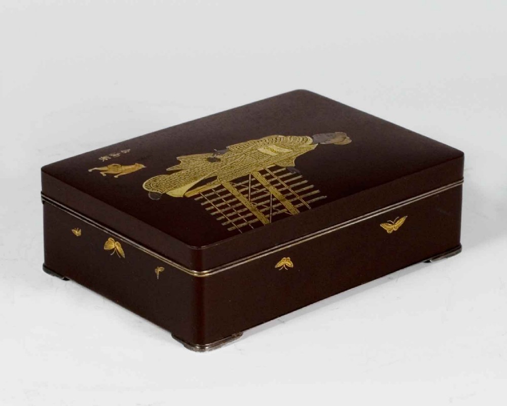 A CHARMING JAPANESE KOMAI STYLE DAMASCENED IRON BOX View IV