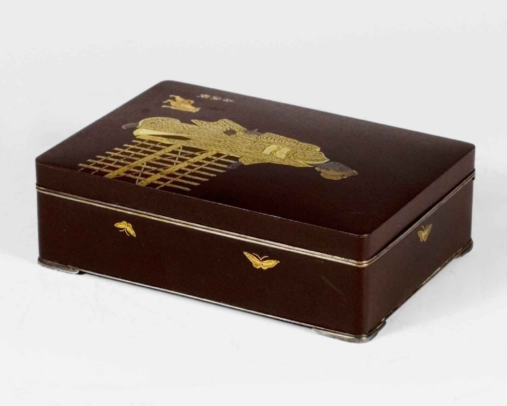 A CHARMING JAPANESE KOMAI STYLE DAMASCENED IRON BOX View V