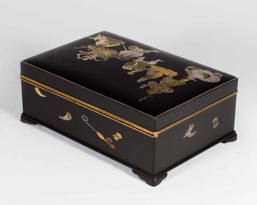FINE QUALITY JAPANESE MEIJI PERIOD KOMAI STYLE IRON BOX - SEVEN LUCKY GODS OF JAPAN View VI