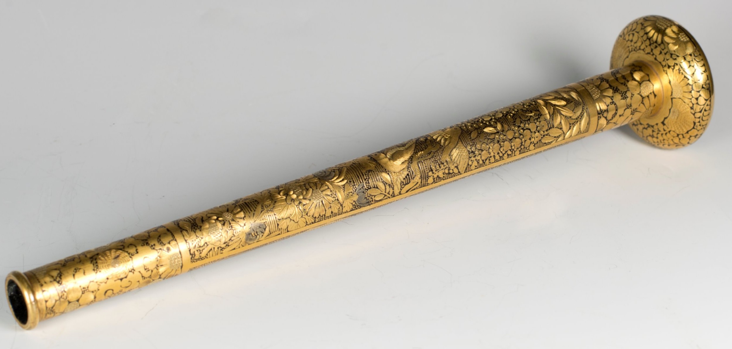 FINE QUALITY JAPANESE KOMAI STYLE PARASOL HANDLE - DRAGON & BIRDS View III